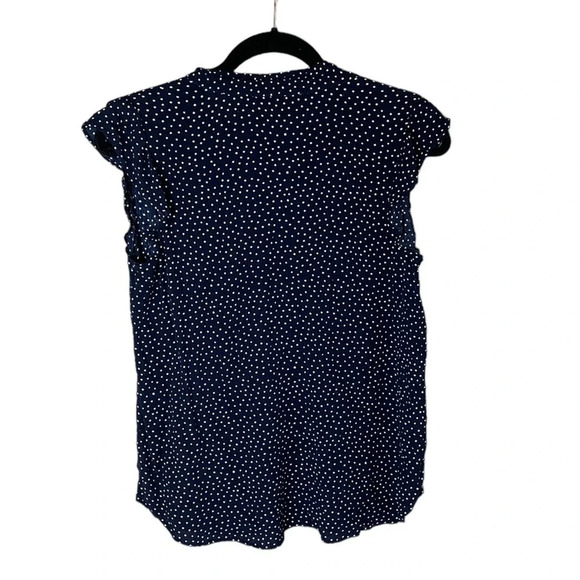 LOFT Women’s Size Small Polka Dot Flutter Sleeve Blouse Neck Tie - Picture 6 of 6